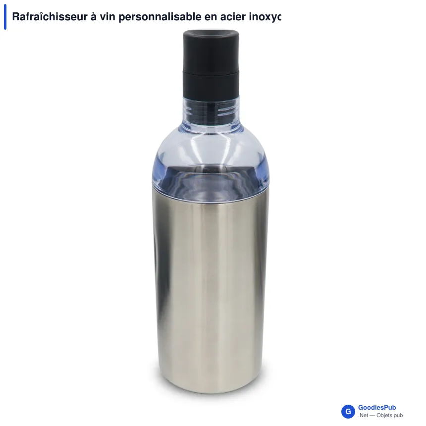 Rafraîchisseur à vin personnalisable en acier inoxydable avec logo - Argent - Image 2