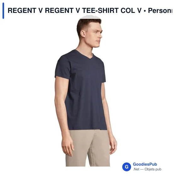 Tee-shirt personnalisable REGENT V avec logo - Col V - Image 12