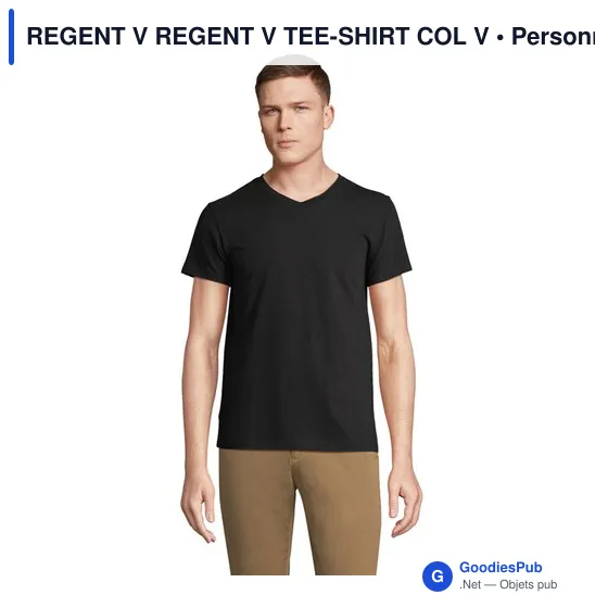 Tee-shirt personnalisable REGENT V avec logo - Col V - Image 4