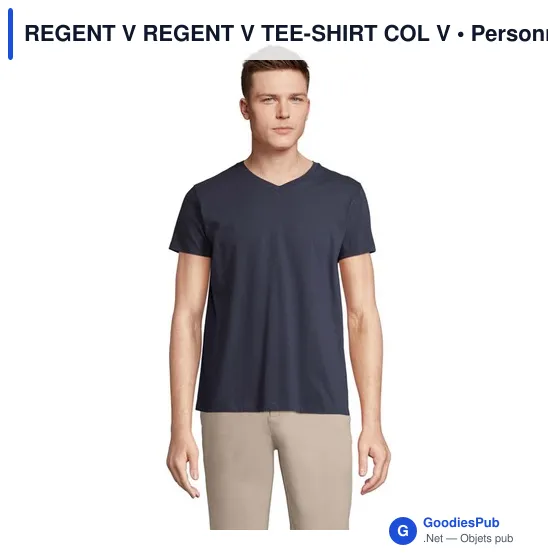 Tee-shirt personnalisable REGENT V avec logo - Col V - Image 10