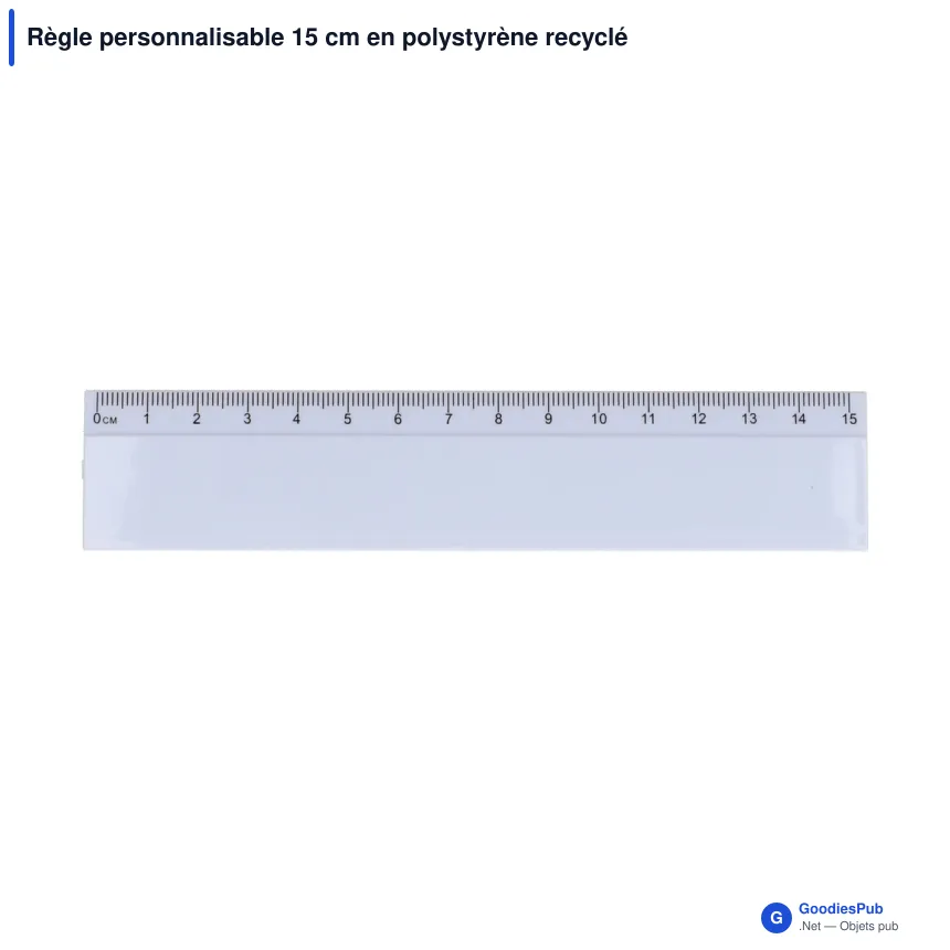 Règle personnalisable 15 cm en polystyrène recyclé avec logo - Couleur - Image 2