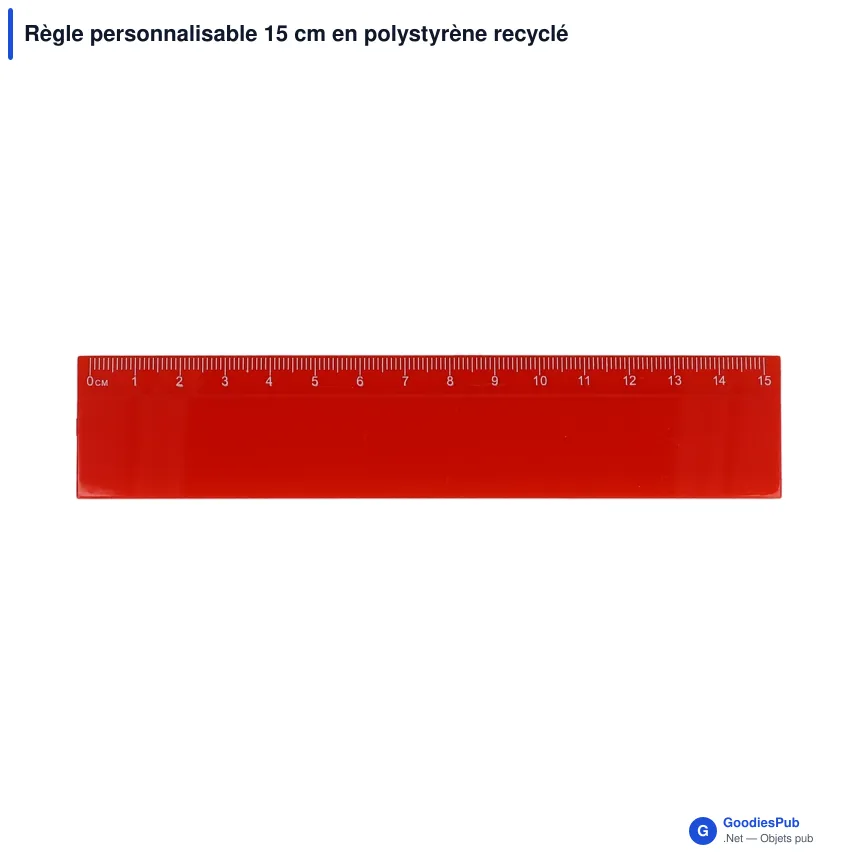 Règle personnalisable 15 cm en polystyrène recyclé avec logo - Couleur - Image 3