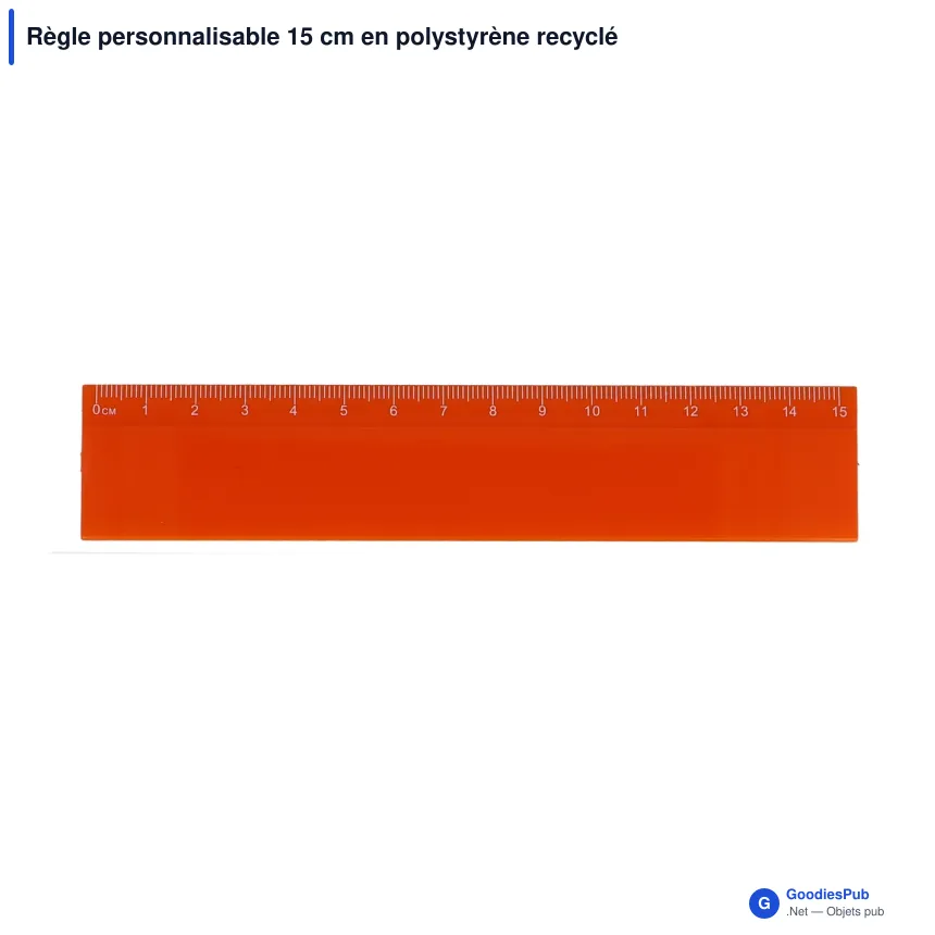 Règle personnalisable 15 cm en polystyrène recyclé avec logo - Couleur - Image 4
