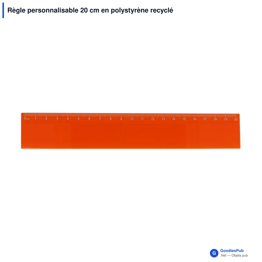 Règle personnalisable 20 cm en polystyrène recyclé avec logo - Couleur - Image 2