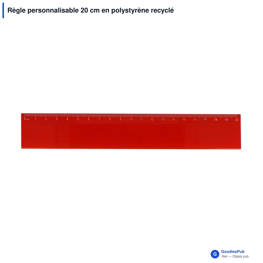 Règle personnalisable 20 cm en polystyrène recyclé avec logo - Couleur - Image 3