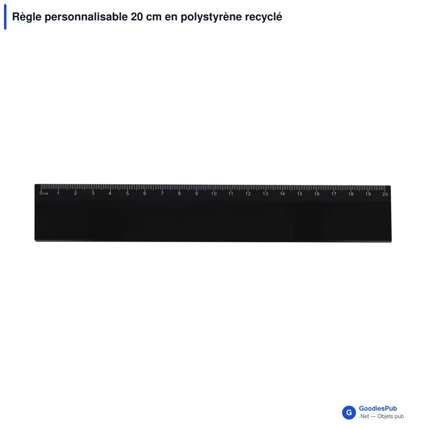 Règle personnalisable 20 cm en polystyrène recyclé avec logo - Couleur - Image 4