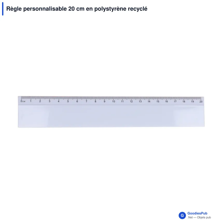 Règle personnalisable 20 cm en polystyrène recyclé avec logo - Couleur - Image 5
