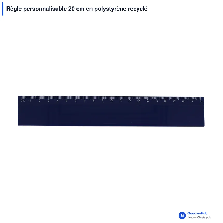 Règle personnalisable 20 cm en polystyrène recyclé avec logo - Couleur - Image 6