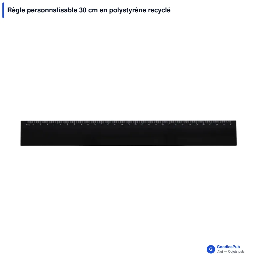 Règle personnalisable 30 cm en polystyrène recyclé avec logo - Couleur - Image 2