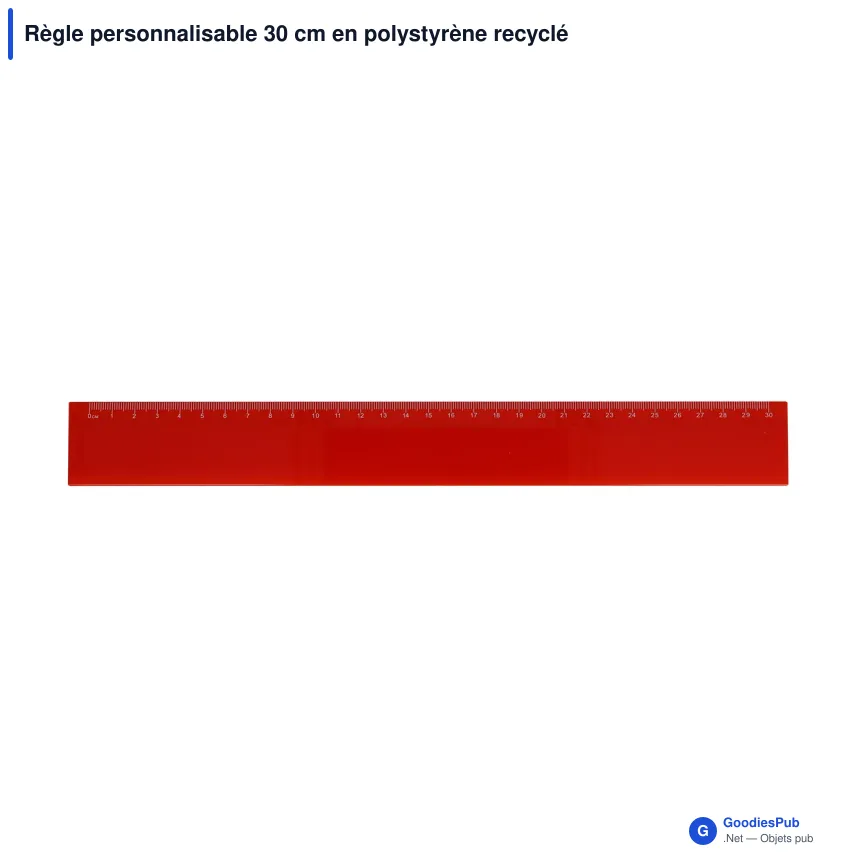 Règle personnalisable 30 cm en polystyrène recyclé avec logo - Couleur - Image 3