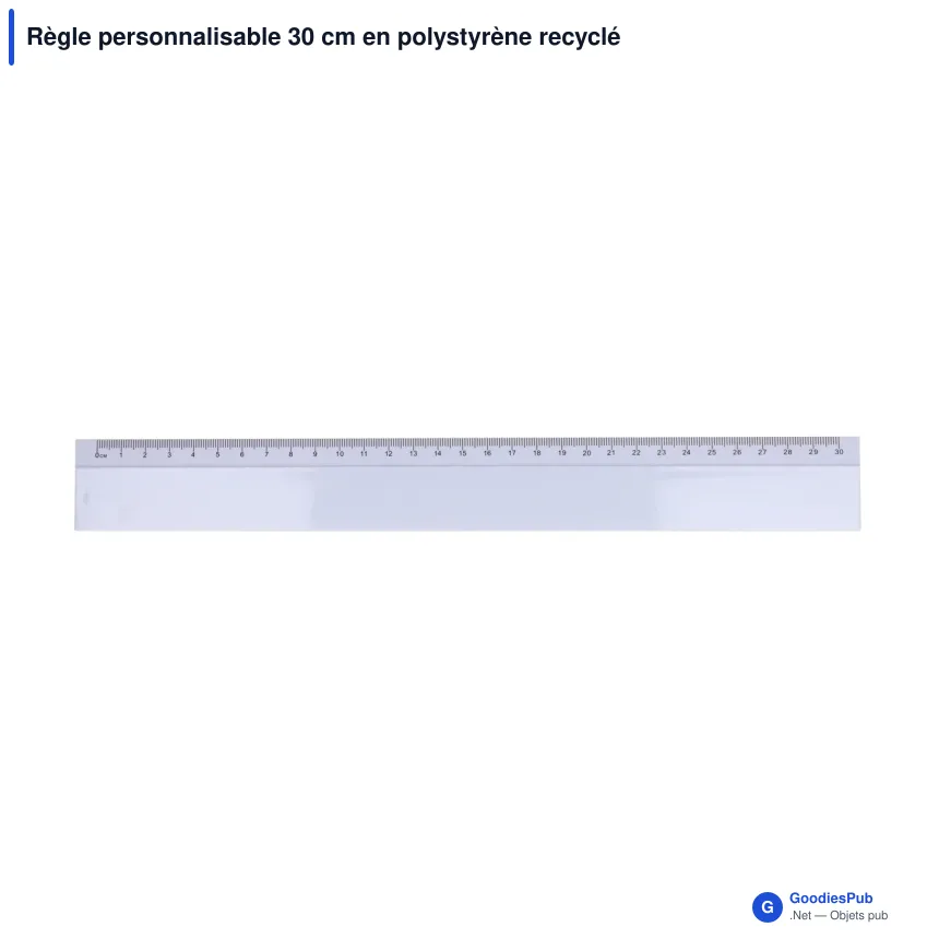 Règle personnalisable 30 cm en polystyrène recyclé avec logo - Couleur - Image 4
