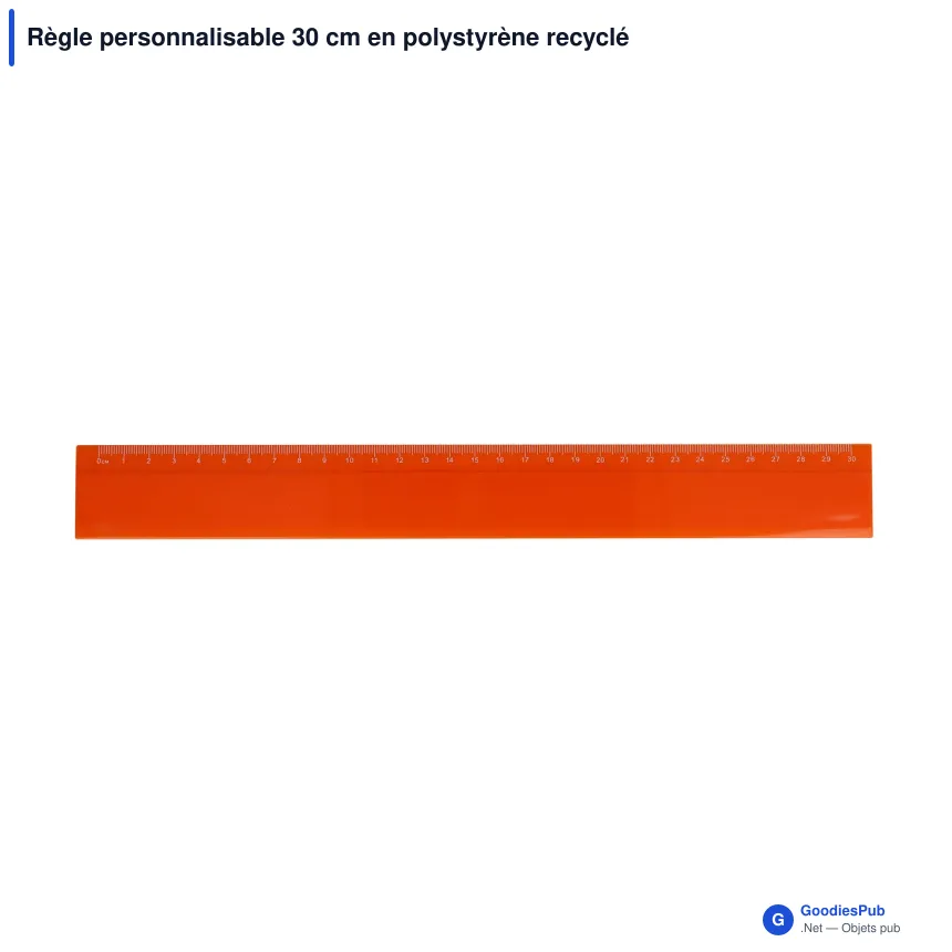 Règle personnalisable 30 cm en polystyrène recyclé avec logo - Couleur - Image 6