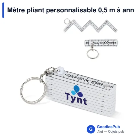 Mètre pliant personnalisable 0,5 m à anneau en ABS avec logo - Règle calibrée