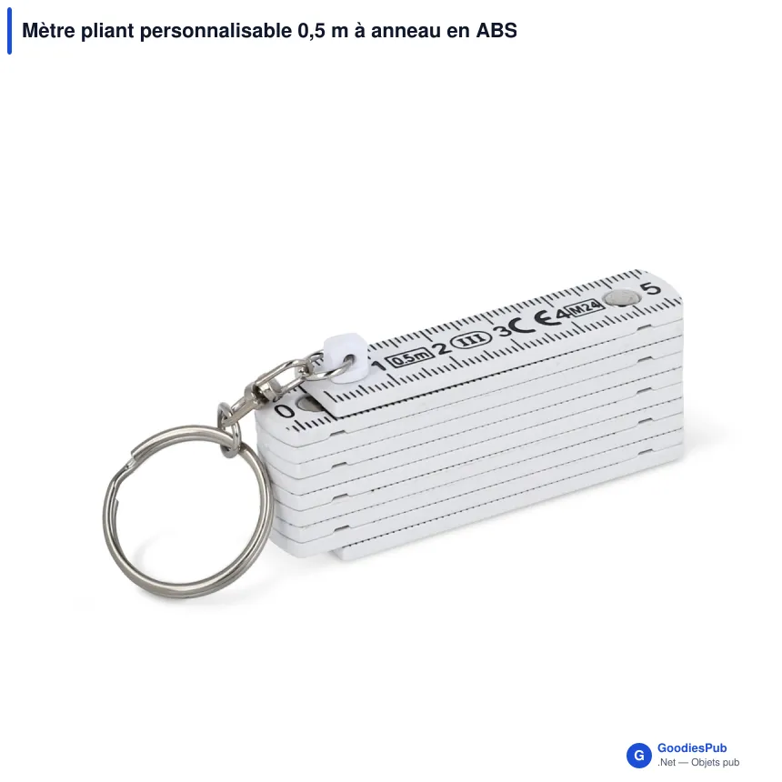 Mètre pliant personnalisable 0,5 m à anneau en ABS avec logo - Règle calibrée - Image 2