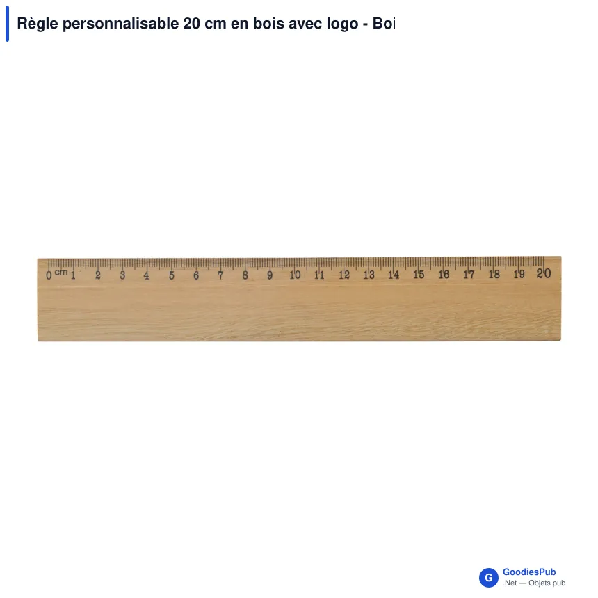 Règle personnalisable 20 cm en bois avec logo - Bois naturel - Image 2