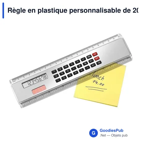 Règle en plastique personnalisable de 20 cm avec logo