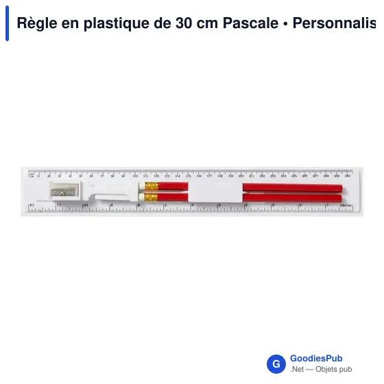 Règle en plastique personnalisable de 30 cm avec logo - Pascale - Image 3