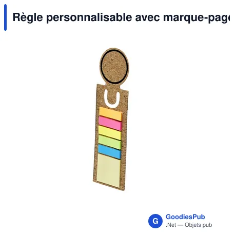 Règle personnalisable avec marque-pages et notes autocollantes - Rusnikavec logo