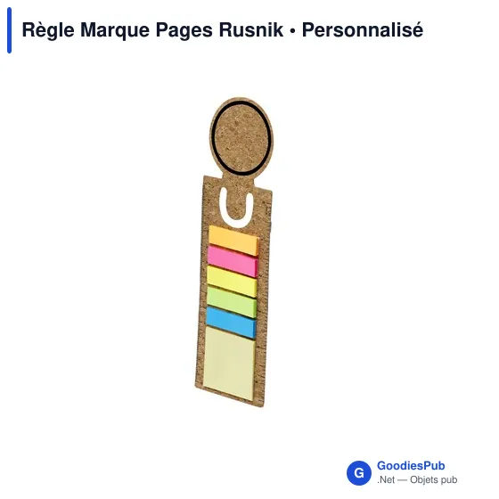 Règle personnalisable avec marque-pages et notes autocollantes - Rusnikavec logo - Image 1