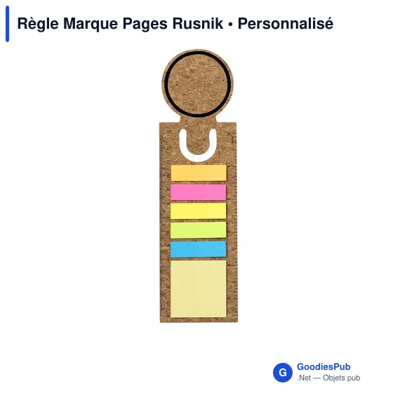 Règle personnalisable avec marque-pages et notes autocollantes - Rusnikavec logo - Image 2
