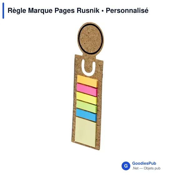 Règle personnalisable avec marque-pages et notes autocollantes - Rusnikavec logo - Image 3