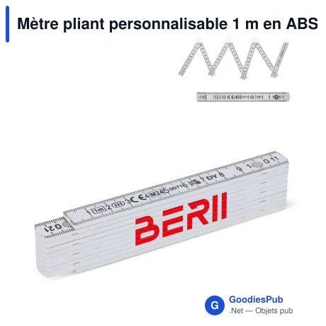 Mètre pliant personnalisable 1 m en ABS avec logo - Règle calibrée