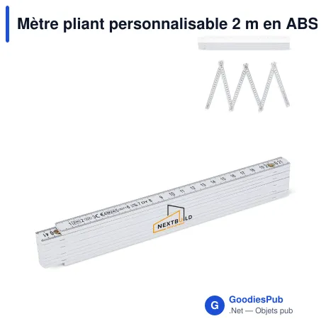 Mètre pliant personnalisable 2 m en ABS avec logo - Règle calibrée