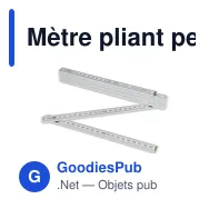 Mètre pliant personnalisable en bois 2 m fabriqué en UE avec logo - Blanc - Miniature 2