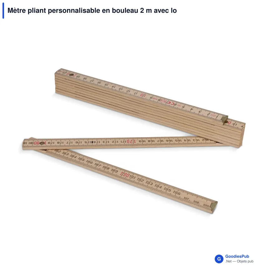 Mètre pliant personnalisable en bouleau 2 m avec logo - Premium naturel - Image 2