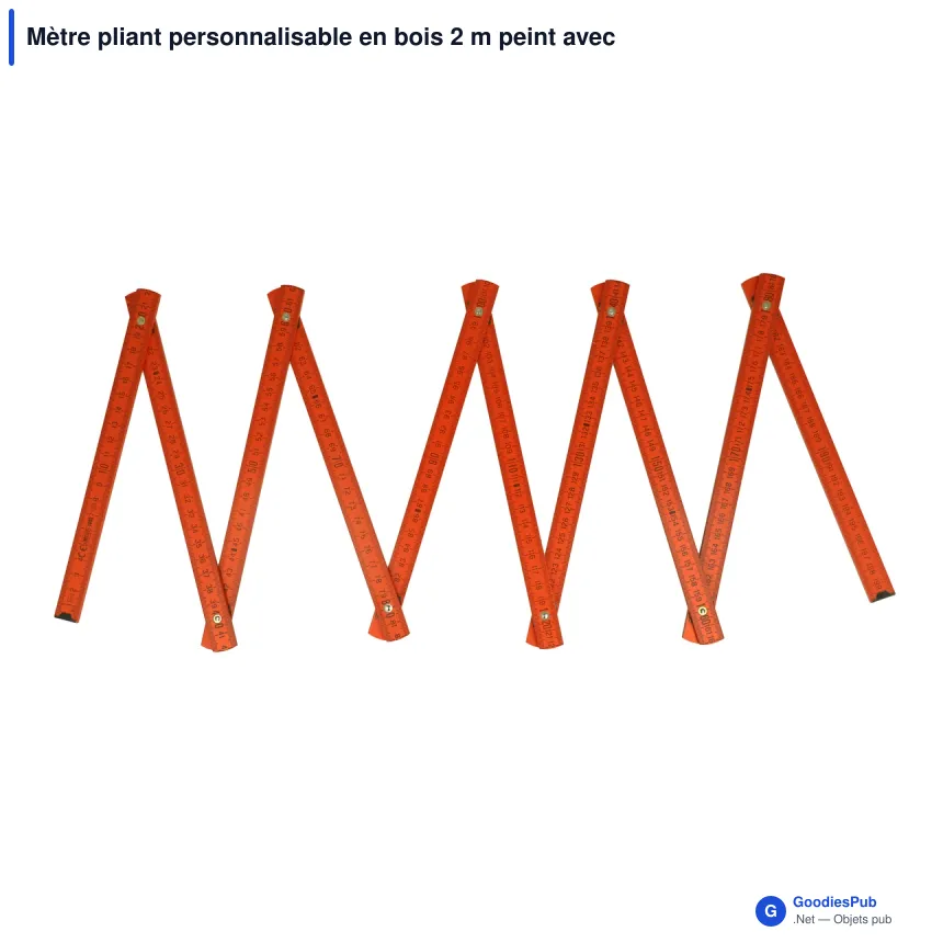 Mètre pliant personnalisable en bois 2 m peint avec logo - Premium couleur - Image 2