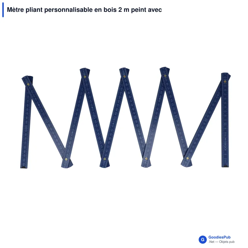 Mètre pliant personnalisable en bois 2 m peint avec logo - Premium couleur - Image 3