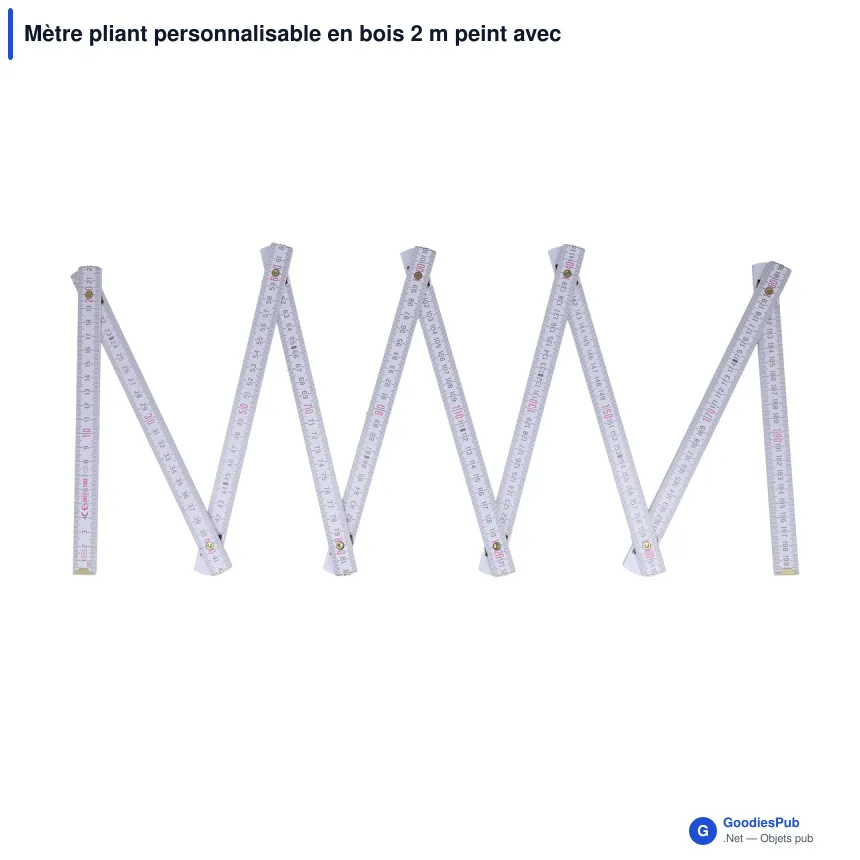 Mètre pliant personnalisable en bois 2 m peint avec logo - Premium couleur - Image 4