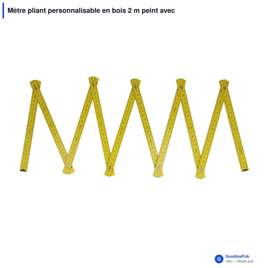 Mètre pliant personnalisable en bois 2 m peint avec logo - Premium couleur - Image 5