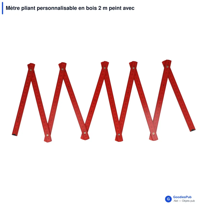 Mètre pliant personnalisable en bois 2 m peint avec logo - Premium couleur - Image 6