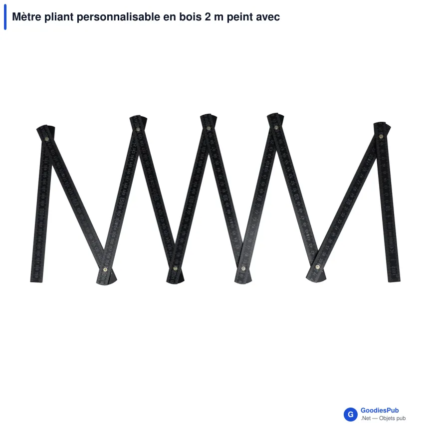 Mètre pliant personnalisable en bois 2 m peint avec logo - Premium couleur - Image 7