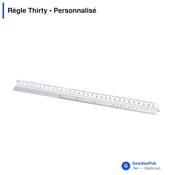 Règle triangulaire personnalisable en aluminium avec logo - Règle Thirty - Image 1