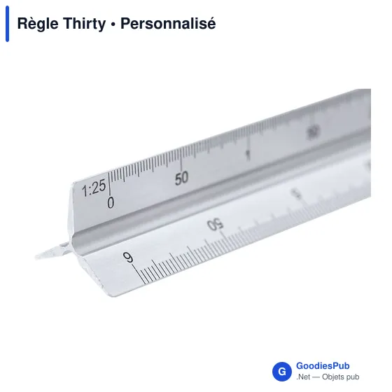Règle triangulaire personnalisable en aluminium avec logo - Règle Thirty - Image 5