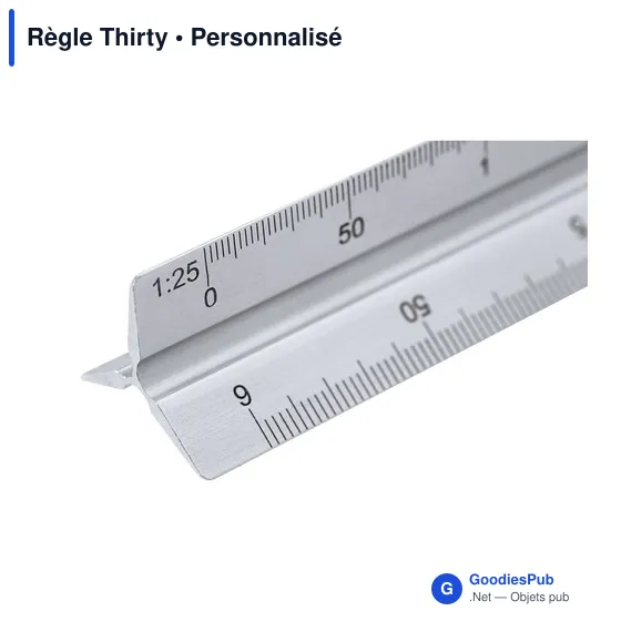 Règle triangulaire personnalisable en aluminium avec logo - Règle Thirty - Image 6