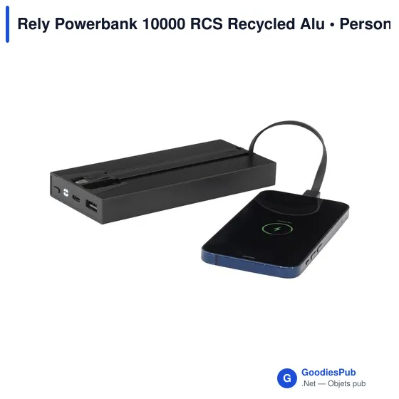 Batterie externe personnalisable Rely Powerbank 10000 avec logo - Image 2