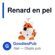 Porte-clés en peluche personnalisable Renard avec logo | Canny - Miniature 1