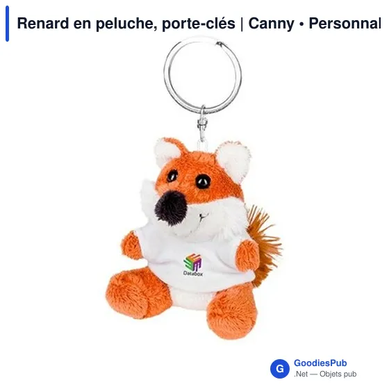Porte-clés en peluche personnalisable Renard avec logo | Canny - Image 1