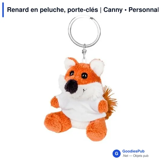 Porte-clés en peluche personnalisable Renard avec logo | Canny - Image 2