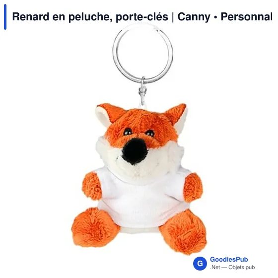 Porte-clés en peluche personnalisable Renard avec logo | Canny - Image 3
