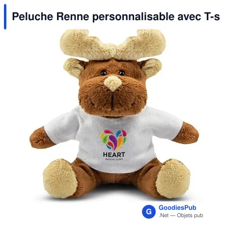 Peluche Renne personnalisable avec T-shirt pour logo - Comet White