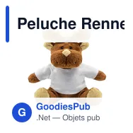 Peluche Renne personnalisable avec T-shirt pour logo - Comet White - Miniature 3