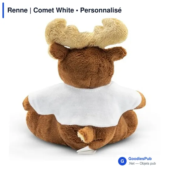Peluche Renne personnalisable avec T-shirt pour logo - Comet White - Image 4