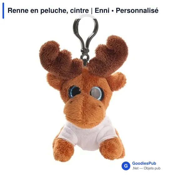 Porte-clés en peluche personnalisable avec logo - Renne Enni - Image 3