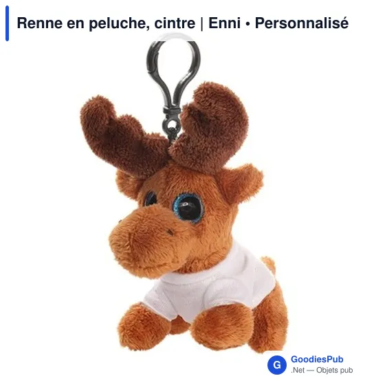 Porte-clés en peluche personnalisable avec logo - Renne Enni - Image 6