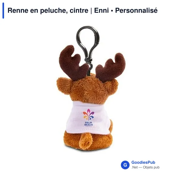 Porte-clés en peluche personnalisable avec logo - Renne Enni - Image 7