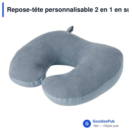 Repose-tête personnalisable 2 en 1 en suédine avec logo